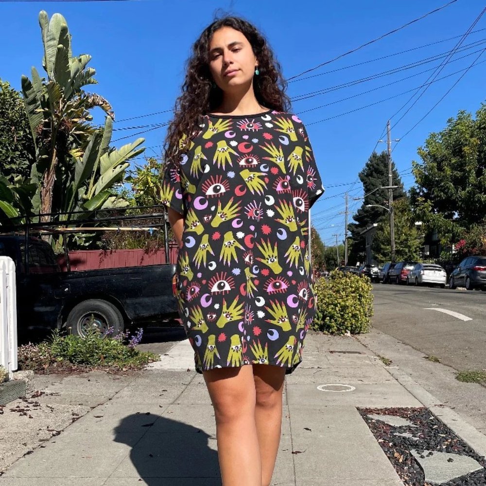 Nooworks Black Mini Dress with Colorful Print